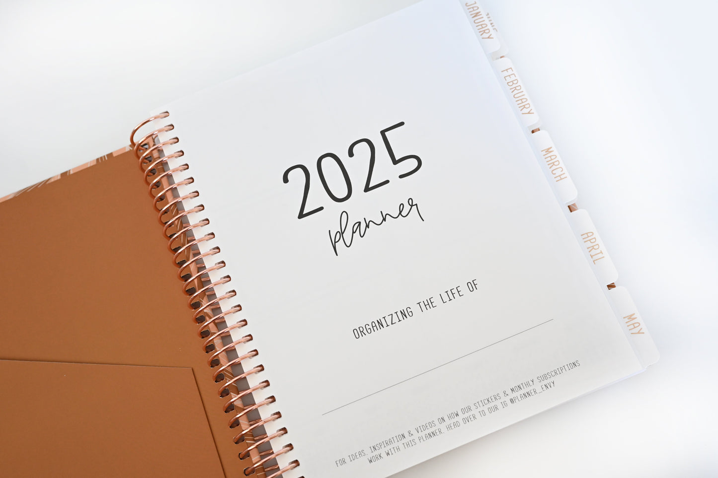 2025 Planner - Mini Horizontal Layout, Spiral Bound - "Golden Leaves" (#407)