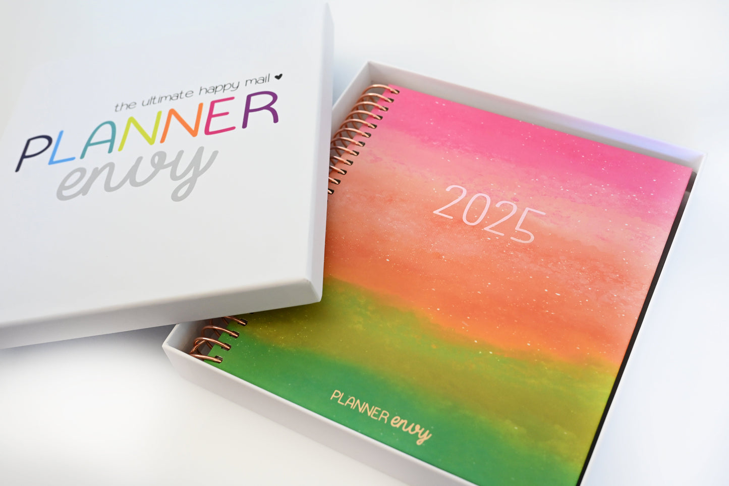 2025 Planner - Horizontal Layout, Spiral Bound - "Rainbow Glitz" (#101)