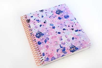 2025 Planner - Mini Horizontal Layout, Spiral Bound - "Purple Hydrangea" (#412)