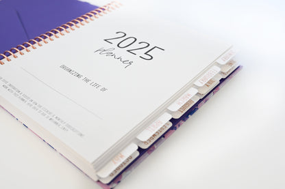 2025 Planner - Mini Horizontal Layout, Spiral Bound - "Purple Hydrangea" (#412)