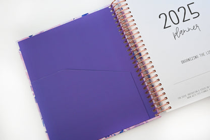 2025 Planner - Mini Horizontal Layout, Spiral Bound - "Purple Hydrangea" (#412)