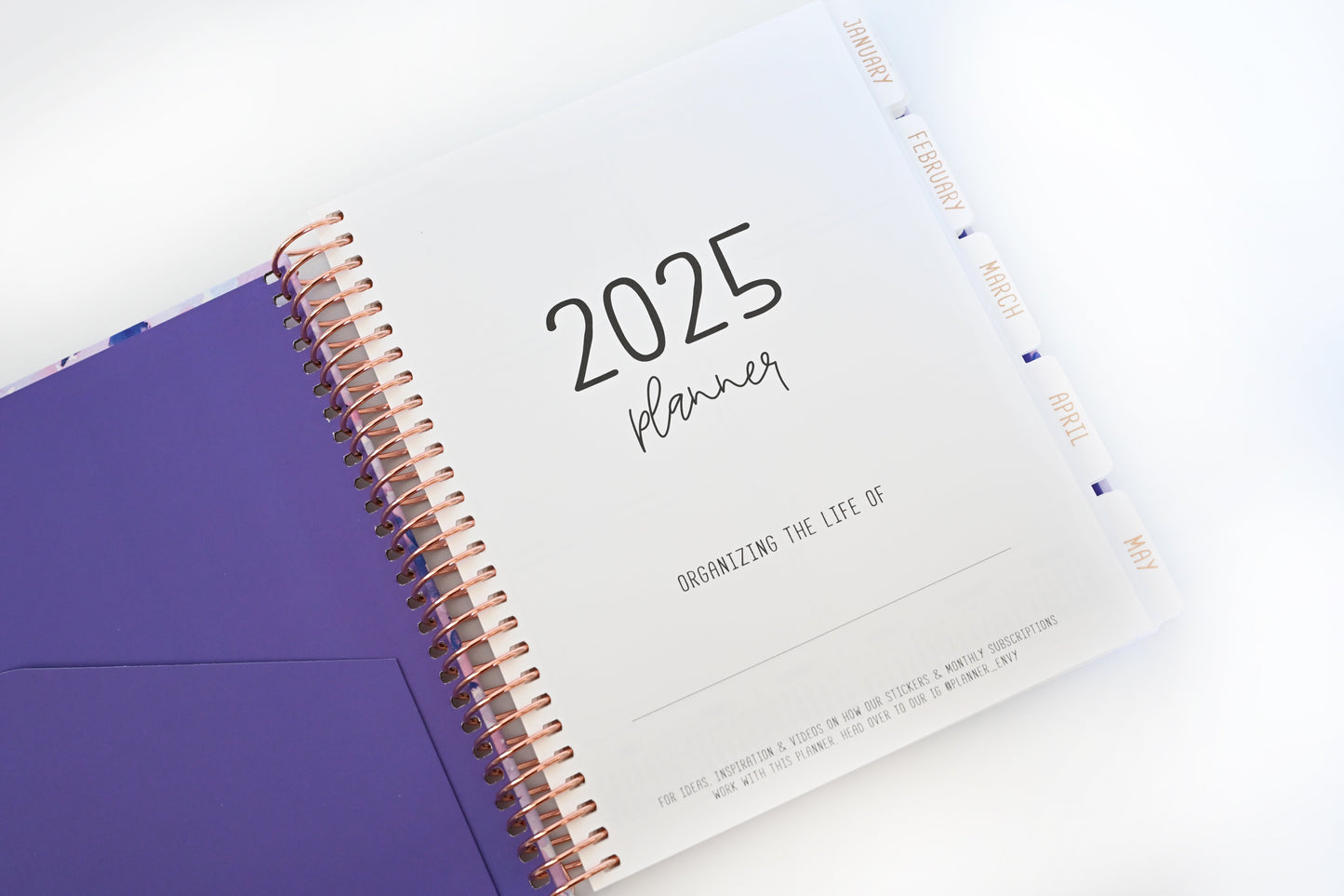 2025 Planner - Mini Horizontal Layout, Spiral Bound - "Purple Hydrangea" (#412)