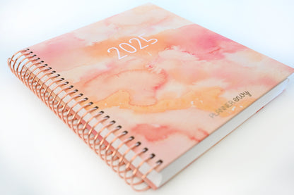 2025 Planner - Mini Horizontal Layout, Spiral Bound - "Sunset Watercolor" (#403)