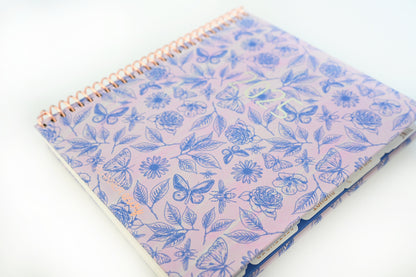 2025 Planner - Horizontal Layout, Spiral Bound - "Butterfly Doodles" (#109)