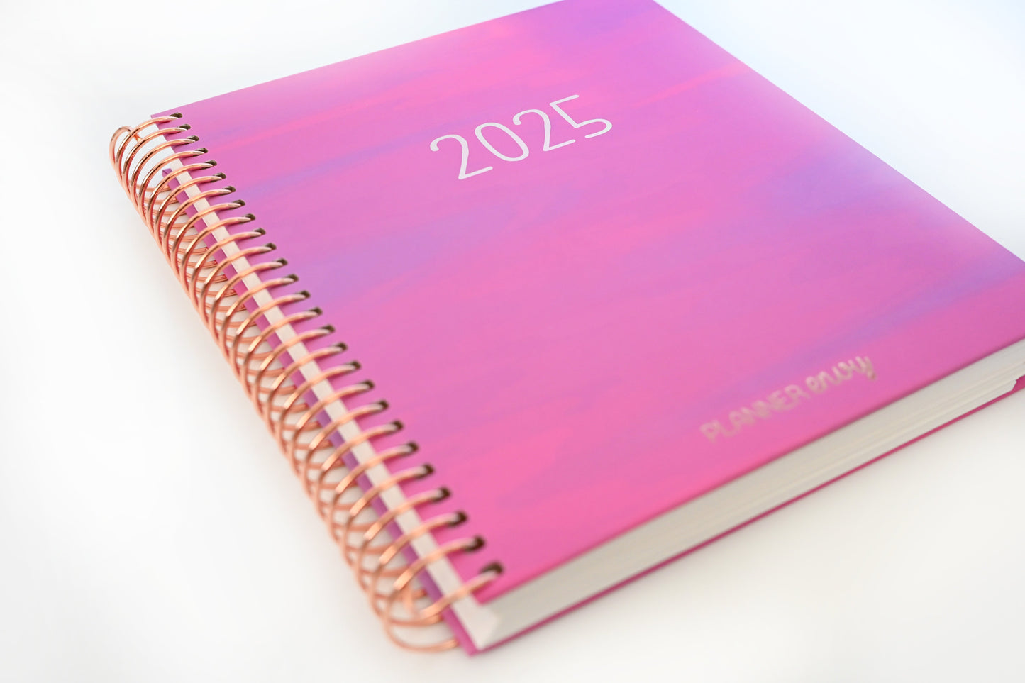2025 Planner - Mini Horizontal Layout, Spiral Bound - "Fuchsia Strokes" (#404)