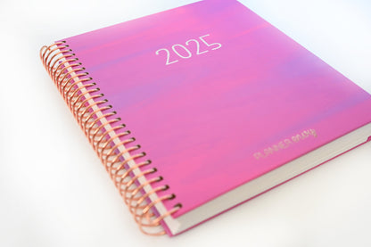 2025 Planner - Mini Horizontal Layout, Spiral Bound - "Fuchsia Strokes" (#404)