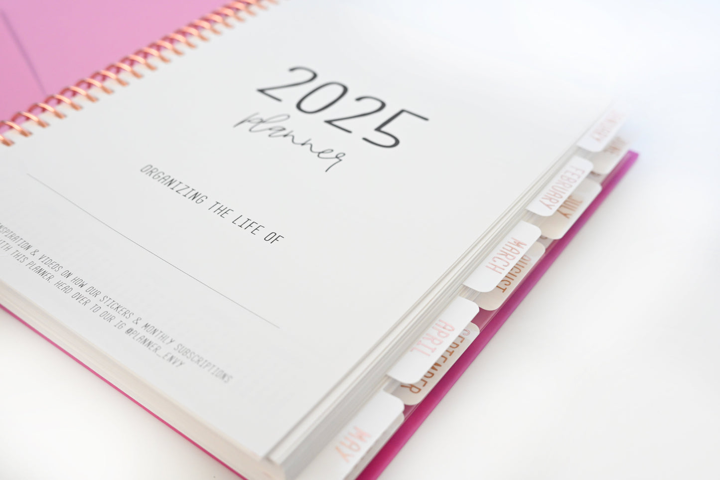 2025 Planner - Mini Horizontal Layout, Spiral Bound - "Fuchsia Strokes" (#404)