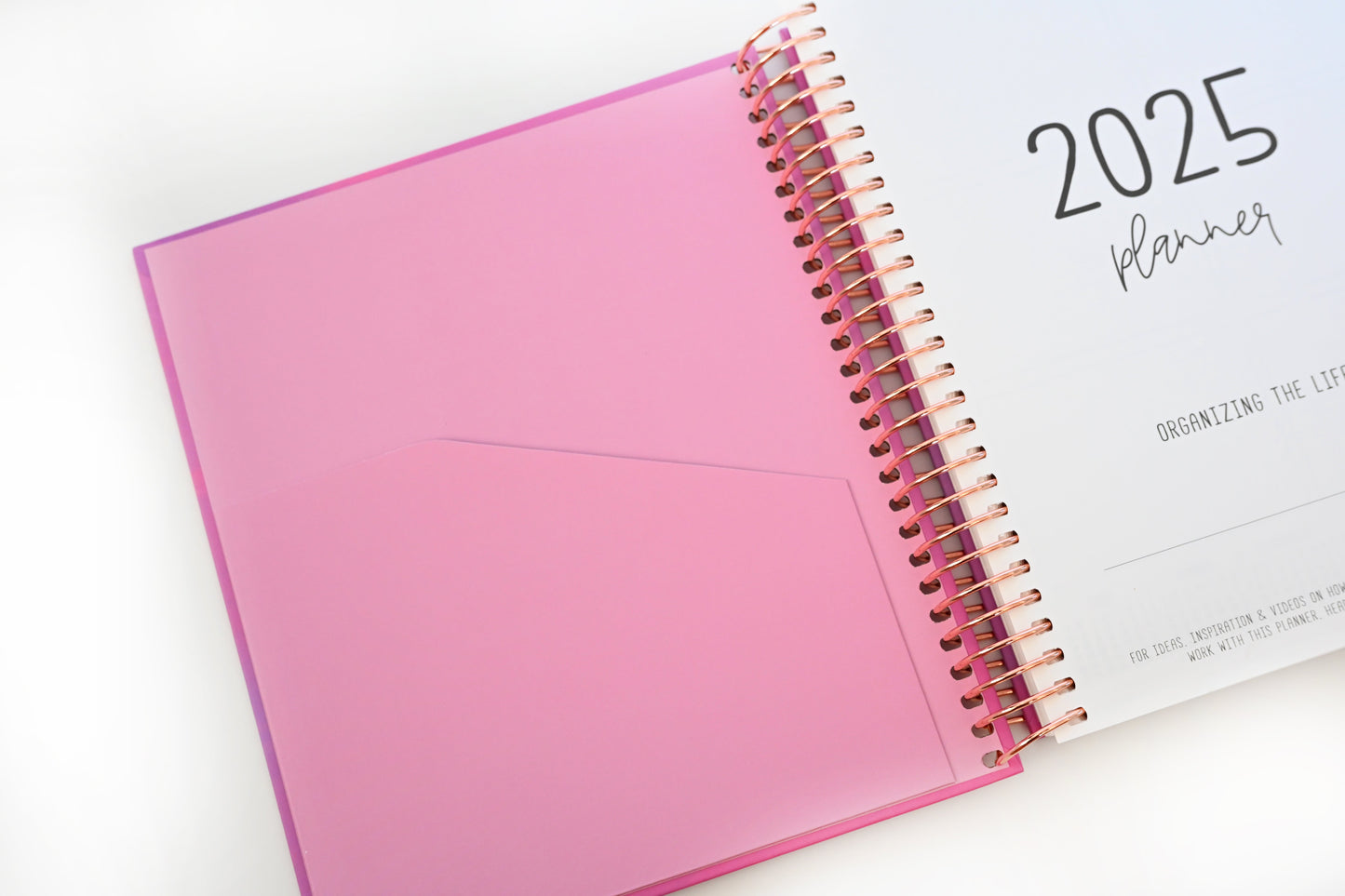 2025 Planner - Mini Horizontal Layout, Spiral Bound - "Fuchsia Strokes" (#404)