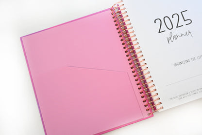 2025 Planner - Mini Horizontal Layout, Spiral Bound - "Fuchsia Strokes" (#404)