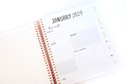 2025 Planner - Mini Signature Layout, Spiral Bound - "Teal & Pink Floral" (#505)