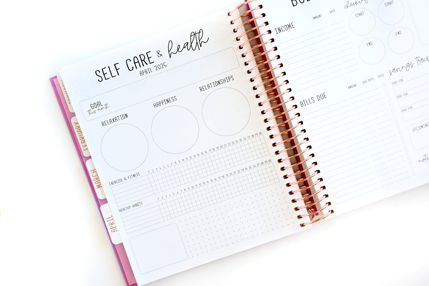 2025 Planner - Mini Signature Layout, Spiral Bound - "Teal & Pink Floral" (#505)