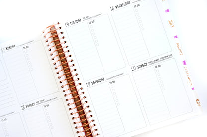 2025 Planner - Mini Signature Layout, Spiral Bound - "Teal & Pink Floral" (#505)