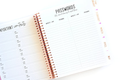 2025 Planner - Mini Horizontal Layout, Spiral Bound - "Butterfly Doodles" (#409)