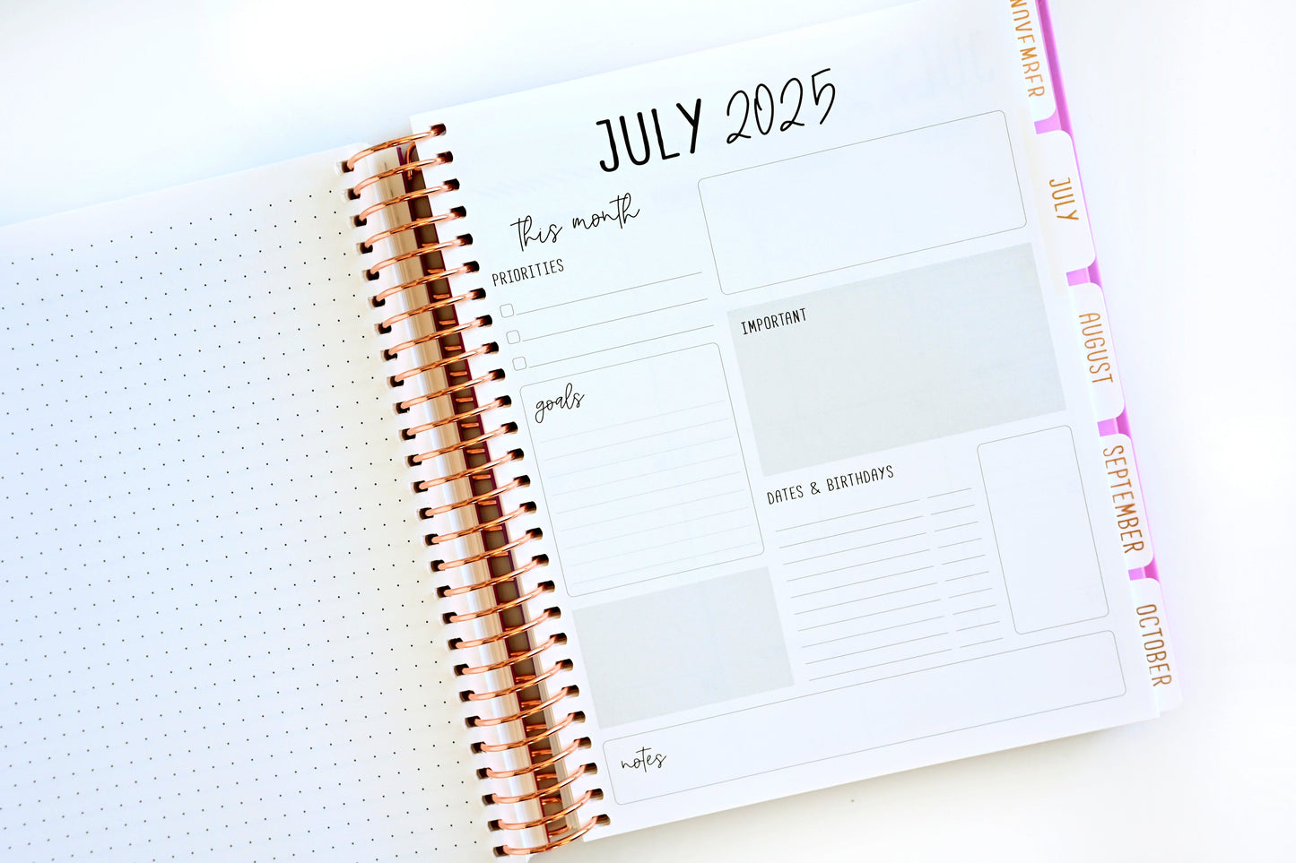 2025 Planner - Mini Horizontal Layout, Spiral Bound - "Purple Hydrangea" (#412)