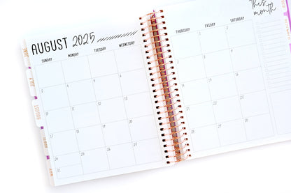 2025 Planner - Mini Horizontal Layout, Spiral Bound - "Golden Leaves" (#407)