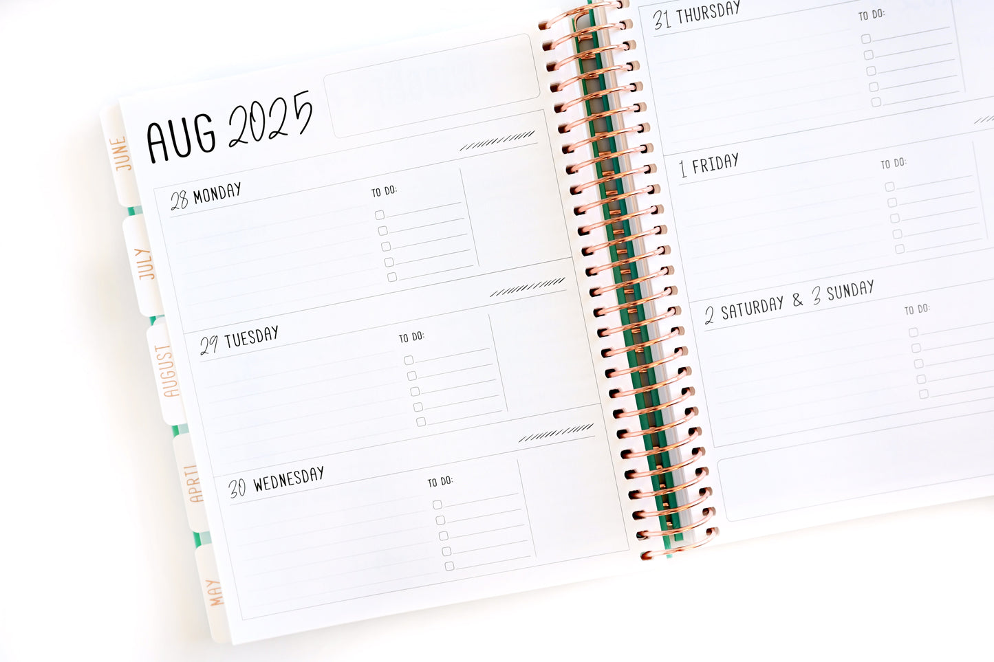 2025 Planner - Mini Horizontal Layout, Spiral Bound - "Tropical Greens" (#411)