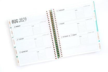 2025 Planner - Mini Horizontal Layout, Spiral Bound - "Fuchsia Strokes" (#404)