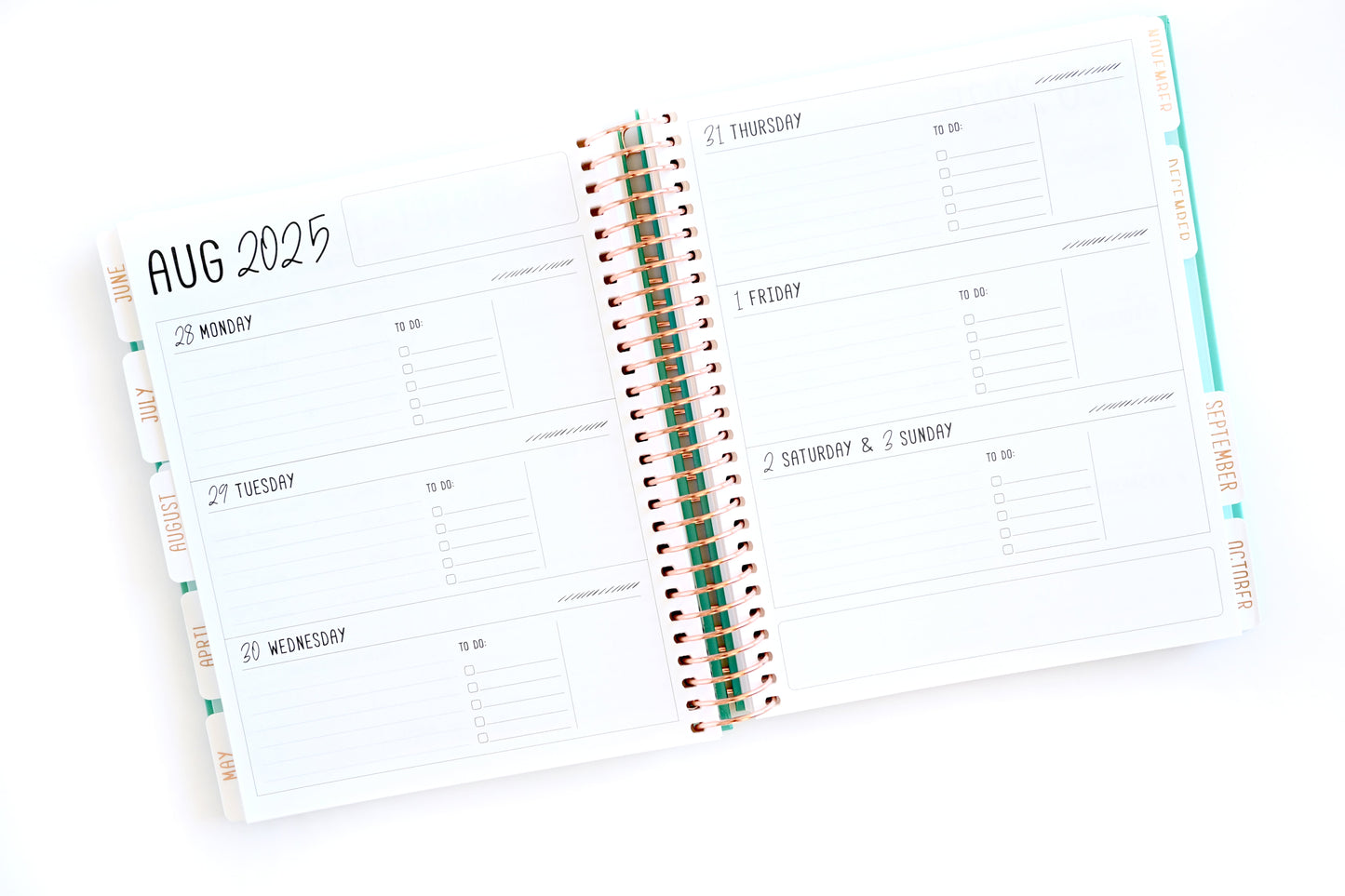 2025 Planner - Mini Horizontal Layout, Spiral Bound - "Rainbow Glitz" (#401)