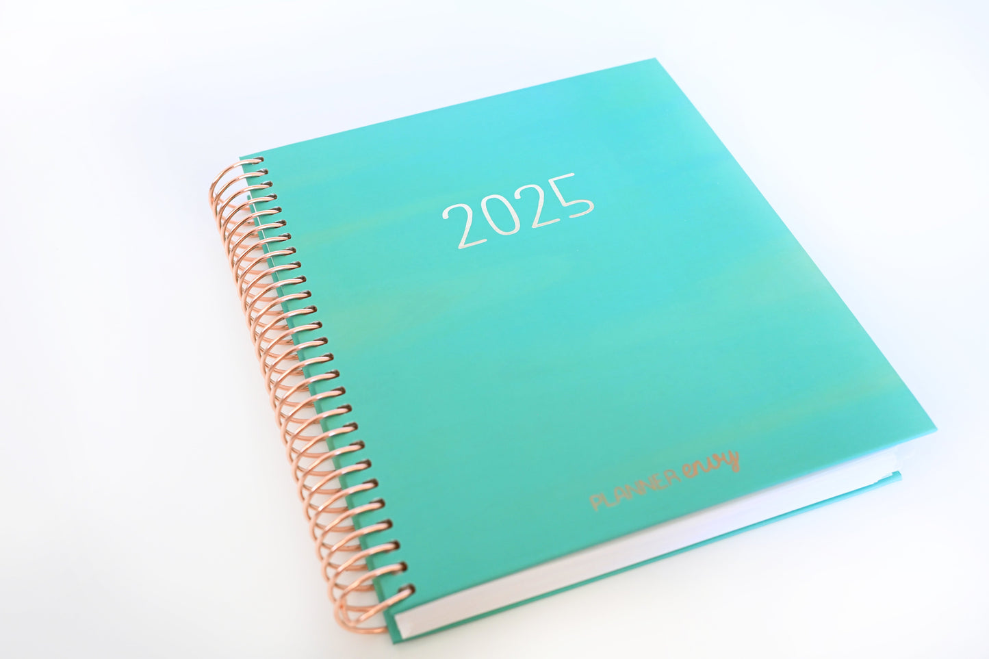 2025 Planner - Mini Horizontal Layout, Spiral Bound - "Teal Strokes" (#402)