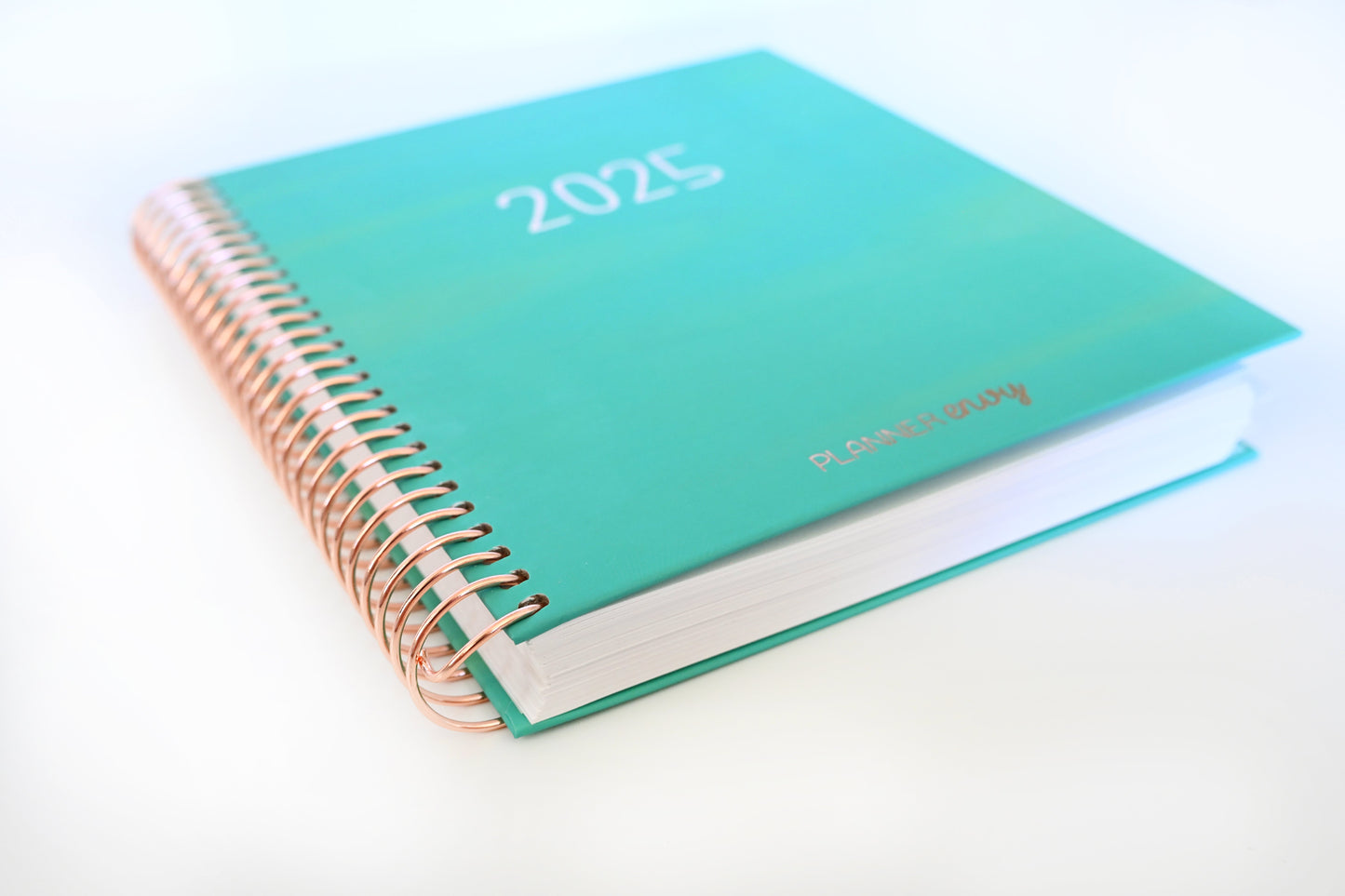 2025 Planner - Mini Horizontal Layout, Spiral Bound - "Teal Strokes" (#402)