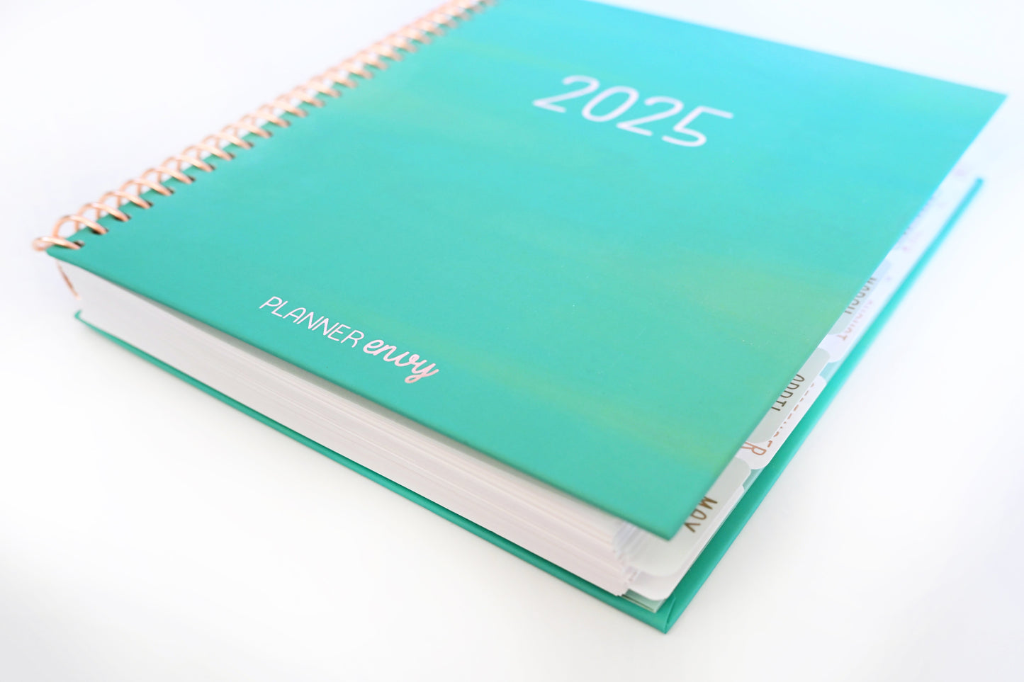 2025 Planner - Mini Horizontal Layout, Spiral Bound - "Teal Strokes" (#402)