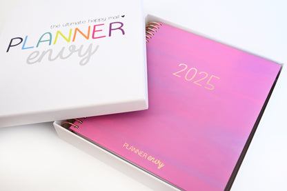 2025 Planner - Mini Horizontal Layout, Spiral Bound - "Fuchsia Strokes" (#404)