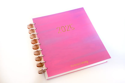 2025 Planner - Mini Horizontal Layout, Disc Bound - "Fuchsia Strokes" (#1004)