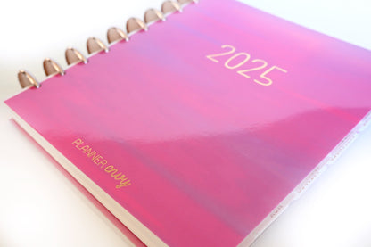 2025 Planner - Mini Horizontal Layout, Disc Bound - "Fuchsia Strokes" (#1004)