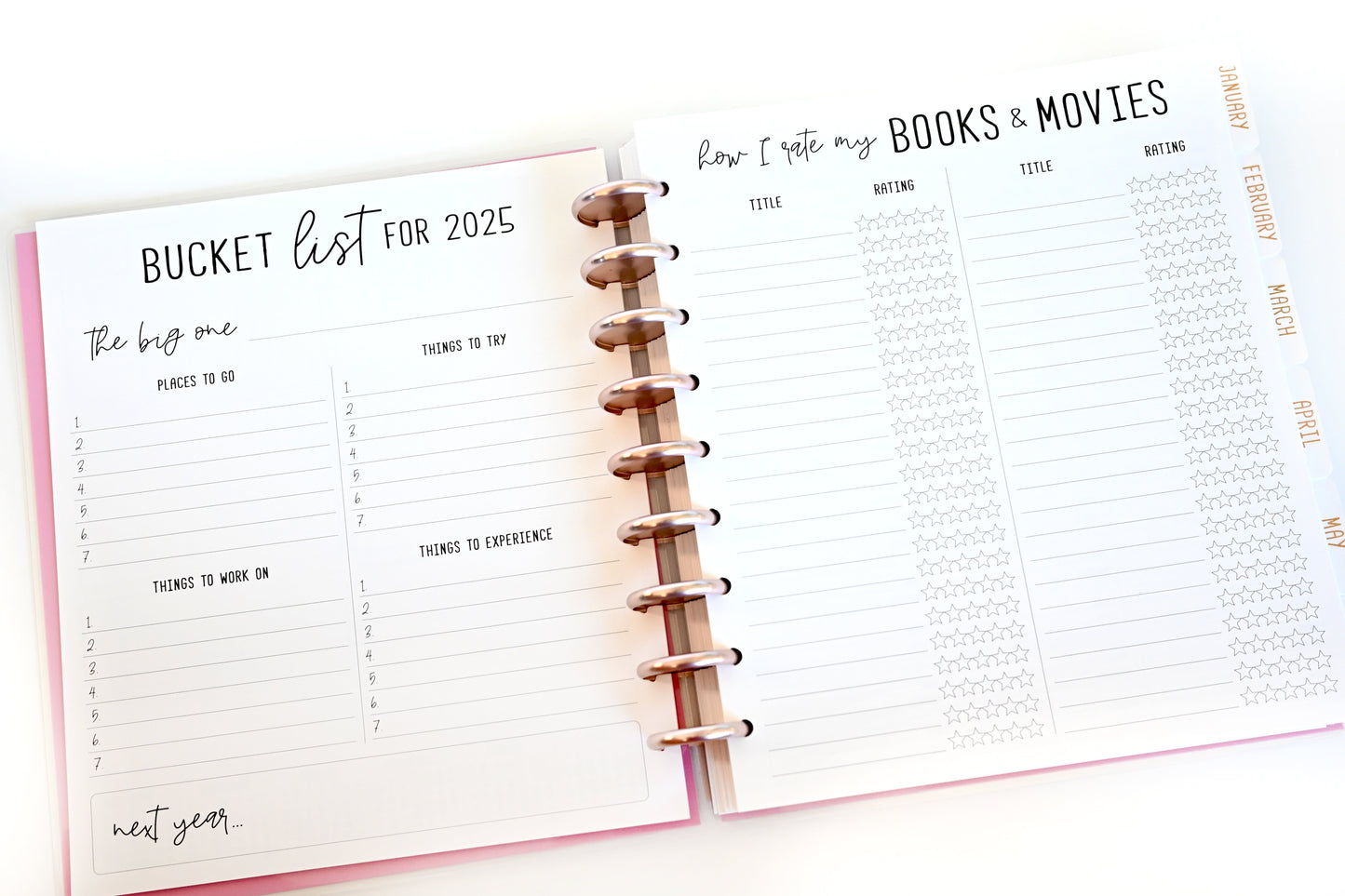 2025 Planner - Mini Horizontal Layout, Disc Bound - "Teal Strokes" (#1002)