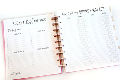 2025 Planner - Mini Horizontal Layout, Disc Bound - "Teal Strokes" (#1002)