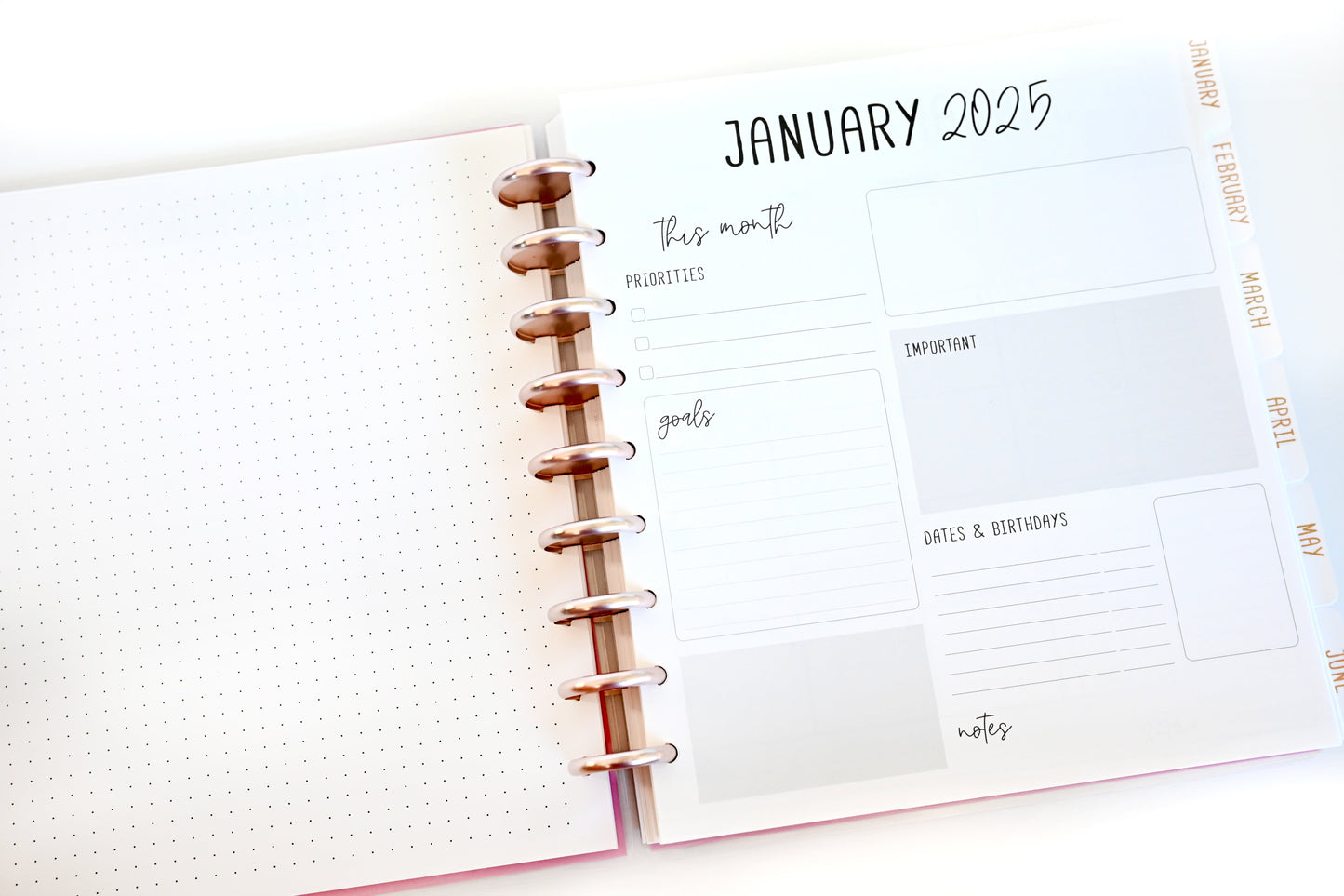 2025 Planner - Mini Horizontal Layout, Disc Bound - "Tropical Greens" (#1011)