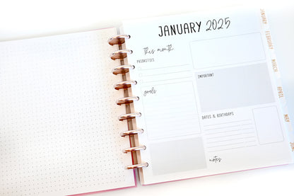 2025 Planner - Mini Horizontal Layout, Disc Bound - "Golden Leaves" (#1007)