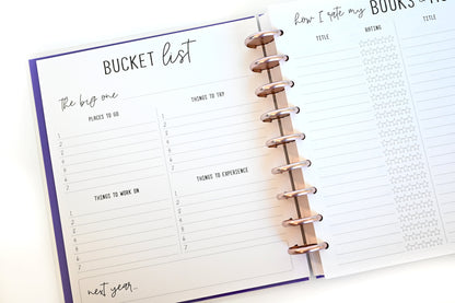 2025 Planner - Mini Horizontal Layout, Disc Bound - "Teal Strokes" (#1002)