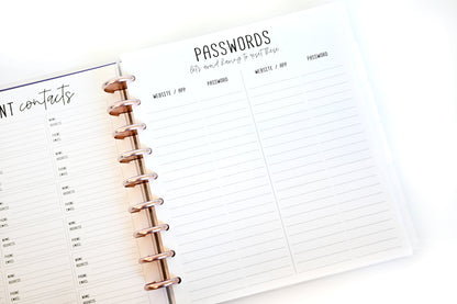 2025 Planner - Mini Horizontal Layout, Disc Bound - "Golden Leaves" (#1007)