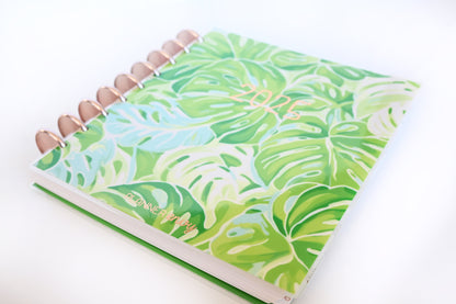 2025 Planner - Mini Horizontal Layout, Disc Bound - "Tropical Greens" (#1011)