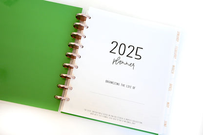 2025 Planner - Mini Horizontal Layout, Disc Bound - "Tropical Greens" (#1011)