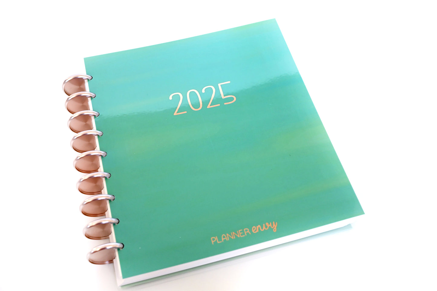 2025 Planner - Mini Horizontal Layout, Disc Bound - "Teal Strokes" (#1002)