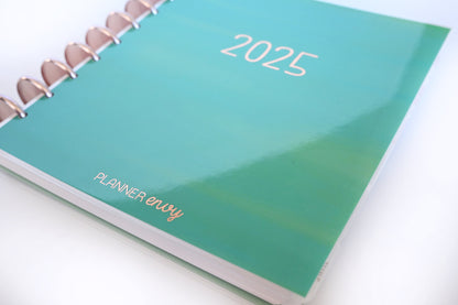 2025 Planner - Mini Horizontal Layout, Disc Bound - "Teal Strokes" (#1002)
