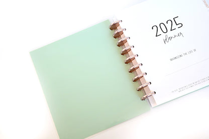 2025 Planner - Mini Horizontal Layout, Disc Bound - "Teal Strokes" (#1002)