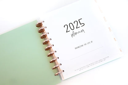 2025 Planner - Mini Horizontal Layout, Disc Bound - "Teal Strokes" (#1002)