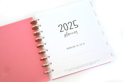 2025 Planner - Mini Horizontal Layout, Disc Bound - "Teal & Pink Floral" (#1005)