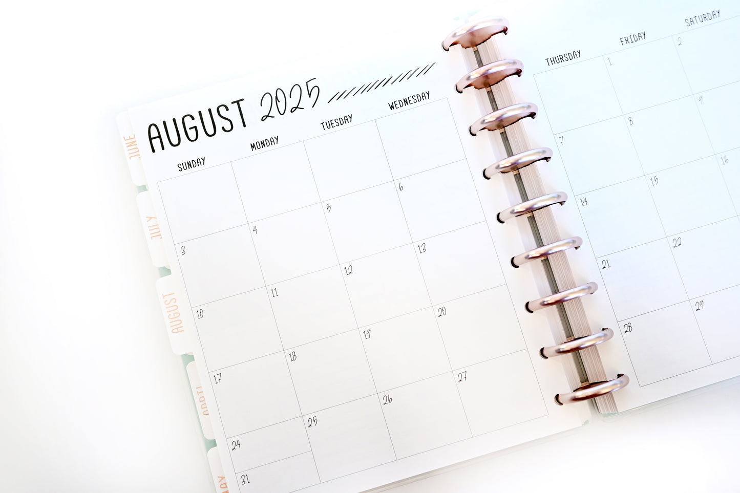 2025 Planner - Mini Horizontal Layout, Disc Bound - "Teal Strokes" (#1002)