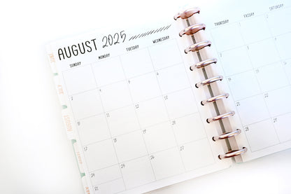 2025 Planner - Mini Horizontal Layout, Disc Bound - "Teal Strokes" (#1002)