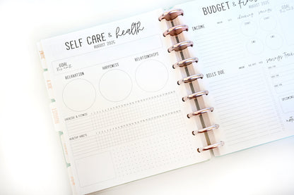 2025 Planner - Mini Horizontal Layout, Disc Bound - "Teal Strokes" (#1002)