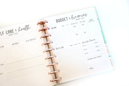 2025 Planner - Mini Horizontal Layout, Disc Bound - "Teal Strokes" (#1002)