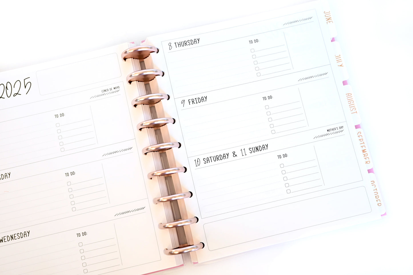2025 Planner - Mini Horizontal Layout, Disc Bound - "Golden Leaves" (#1007)