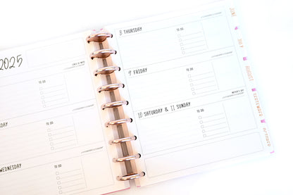 2025 Planner - Mini Horizontal Layout, Disc Bound - "Teal Strokes" (#1002)