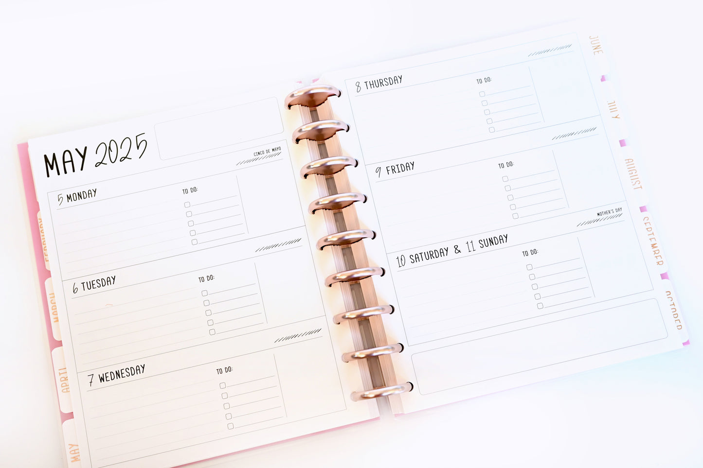 2025 Planner - Mini Horizontal Layout, Disc Bound - "Golden Leaves" (#1007)