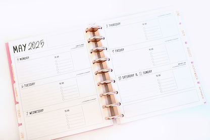 2025 Planner - Mini Horizontal Layout, Disc Bound - "Golden Leaves" (#1007)