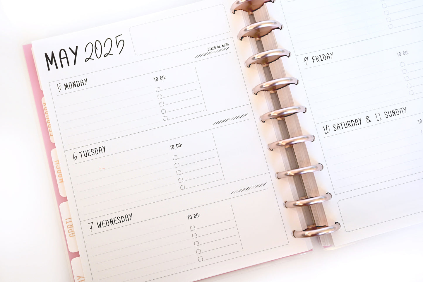 2025 Planner - Mini Horizontal Layout, Disc Bound - "Teal Strokes" (#1002)